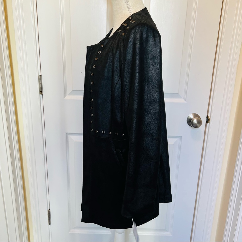 NEW INSIGHT TEXTURED FAUX LEATHER JACKET - Picture 3 of 13